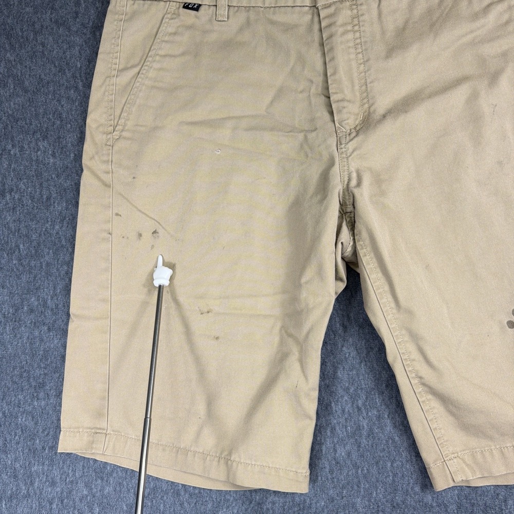 FOX Motocross Shorts Men's 36 Y2K Racing Tan Khaki Work Stained - Picture 2 of 13
